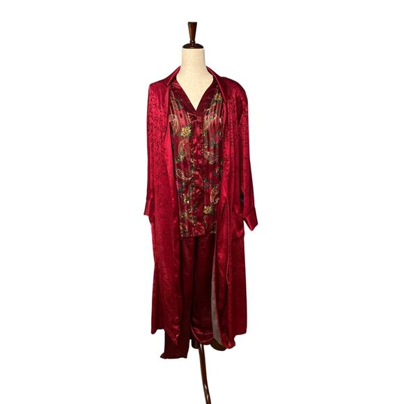 Victoria’s Secret Vintage Gold Label Paisley Print 2 Piece Pajama Set and Robe M - Picture 2 of 6